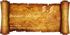 Bunder János névjegykártya